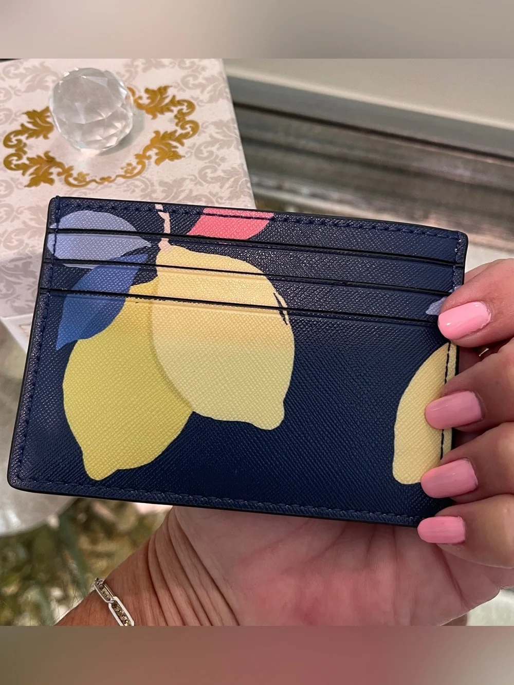 kate spade New Lemon Zest Cardholder Navy/Vibrant Lemons/Double Sided/Top Pouch